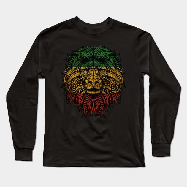 Rasta Lion Roots Rock Reggae Long Sleeve T-Shirt by UNDERGROUNDROOTS